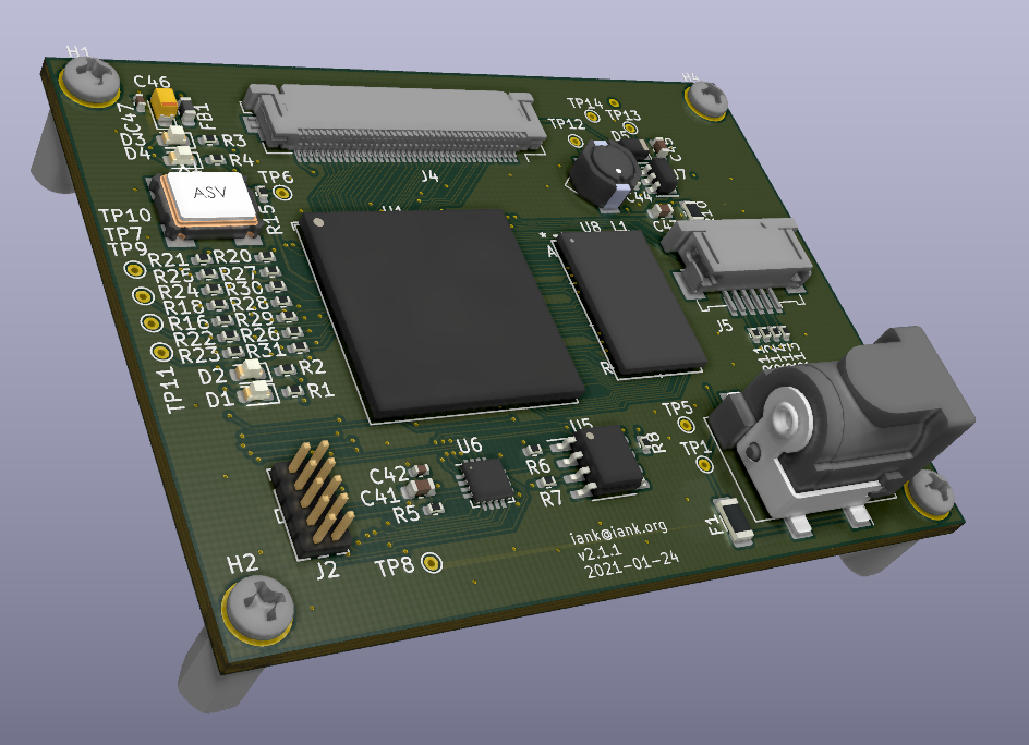 A 3D render of the Julia PCB.